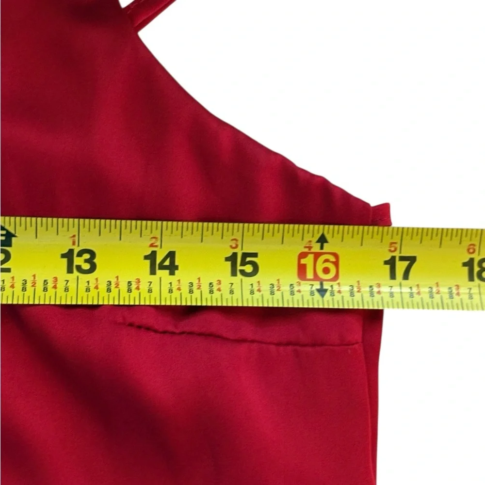 Nicole Miller Elegant Satin Slip Maxi Dress Red Rhinestone Strappy S